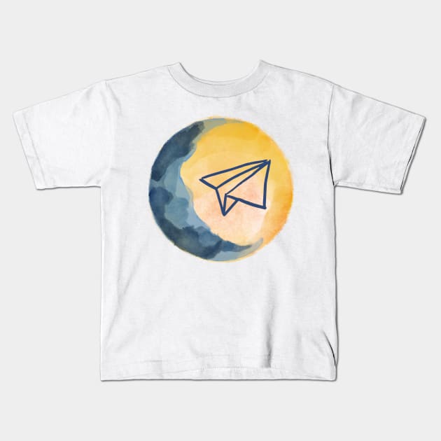 A paper plane flies to the sky Kids T-Shirt by Karmen-Kacper